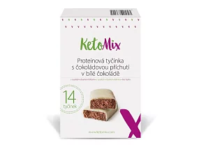 KetoMix Proteínová tyčinka s čokoládovou príchuťou v bielej čokoláde 14 x 40 g