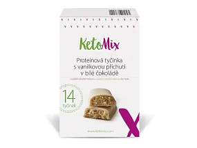 KetoMix Proteínová tyčinka s vanilkovou príchuťou v bielej čokoláde 40 g